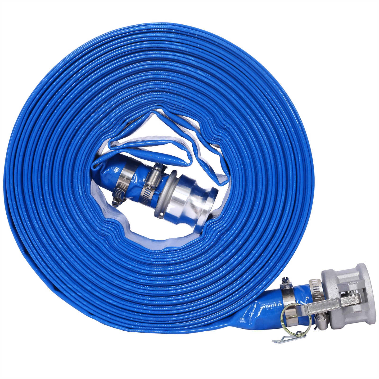 Discharge Hose 1.5&Prime;x 100FT PVC Lay Flat Hose Backwash Drain Hose with Camlock