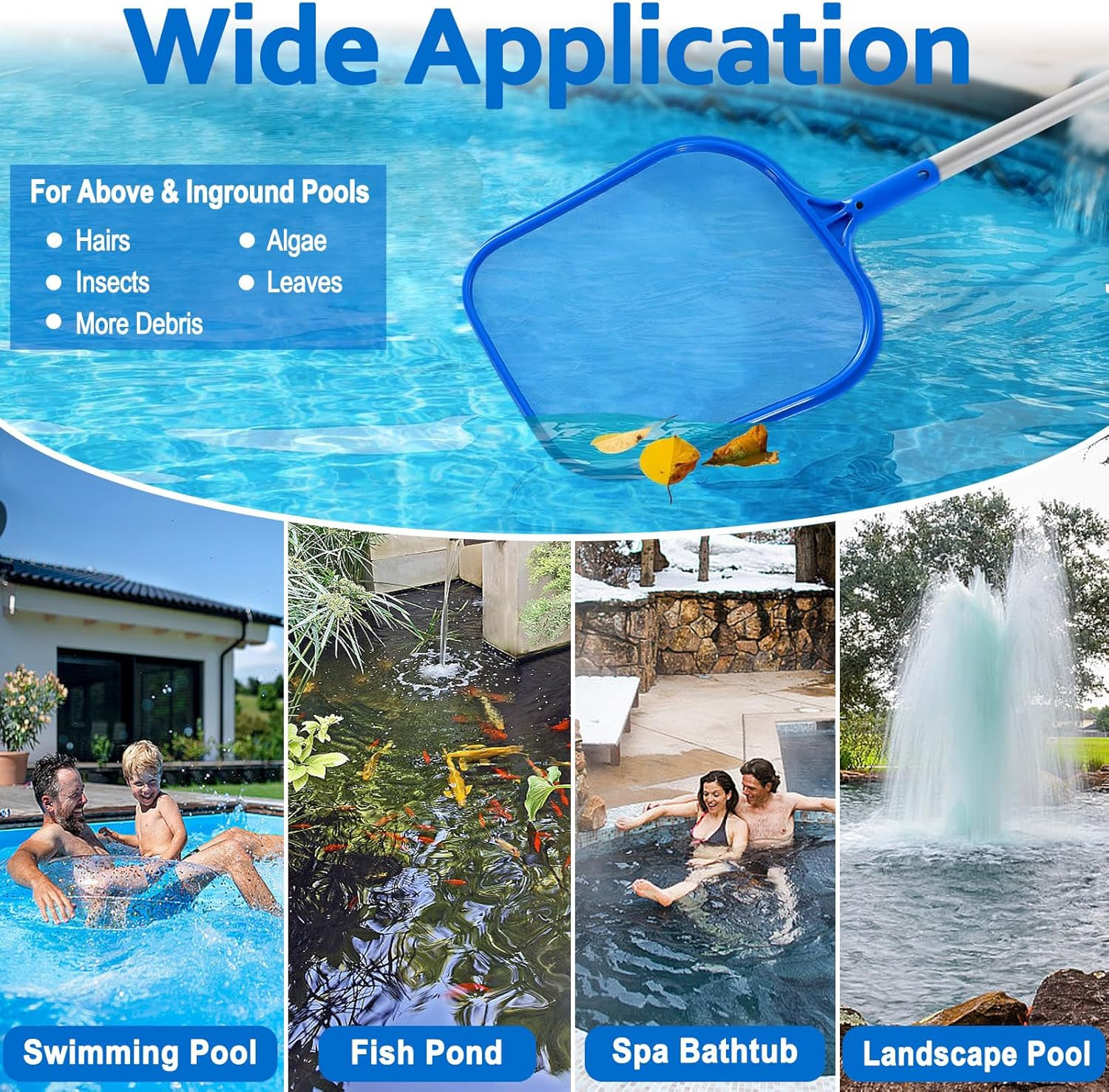 Swimming Pool Skimmer Net with 5 Pole Sections and Ultra Fine Mesh