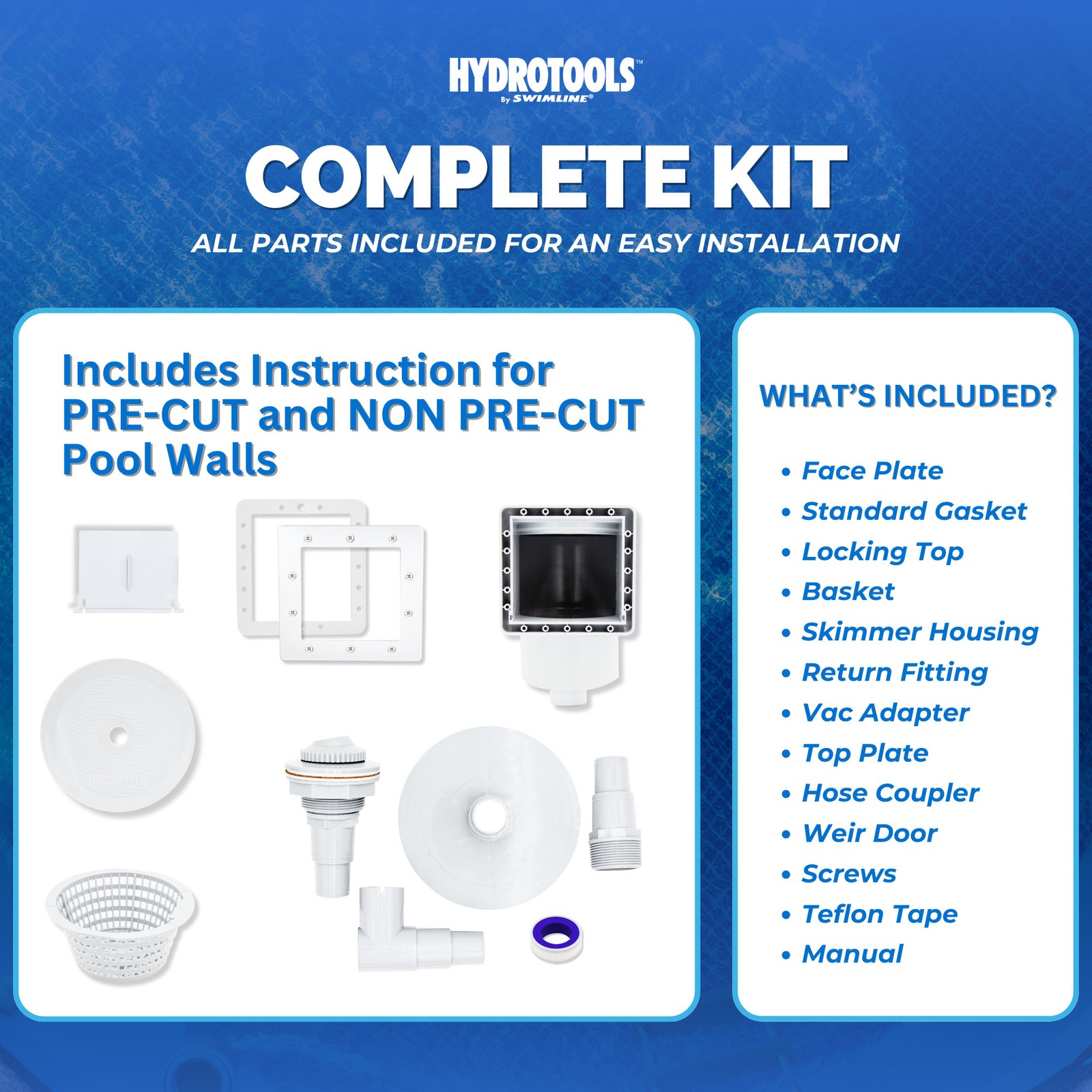 Hydro Tools Above Ground Pool Complete Standard ABS Thru-Wall Skimmer (Open Box)
