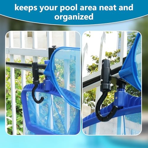 Lettry 2 Pcs Pool Fence Hooks, Pool Tool Organizer, for Adjustable 2pcs Black