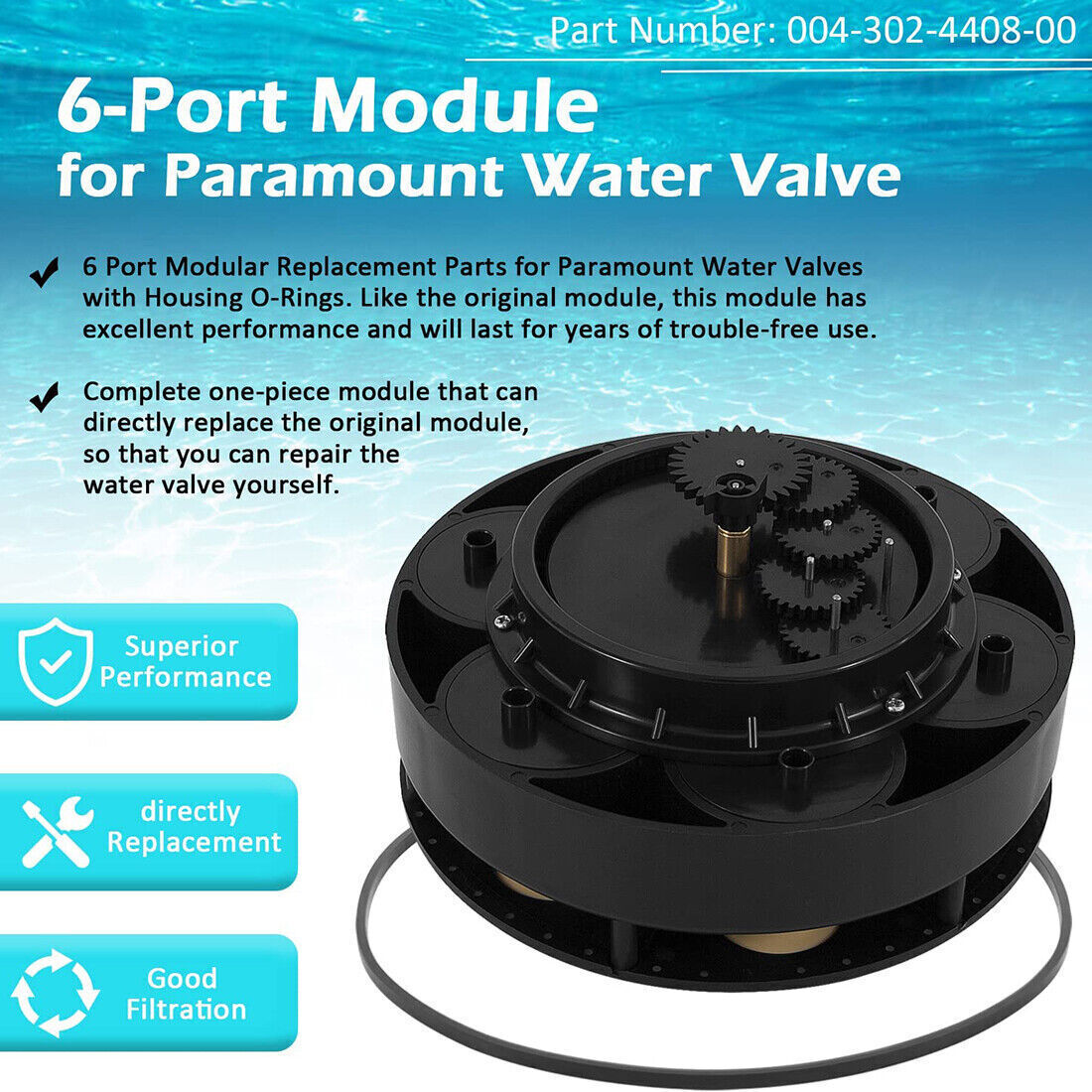 For Paramount In Floor Pool 6 Port Module with Valve Shell Oring 004-302-4408-00