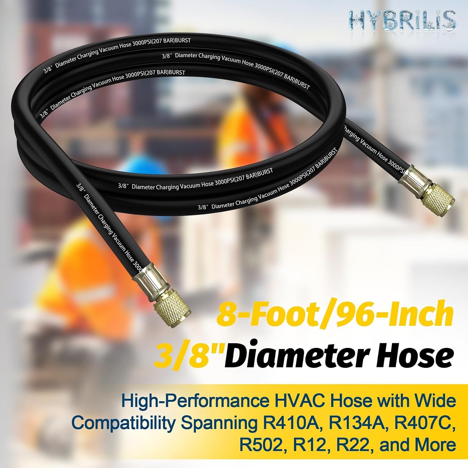 Upgrade 8FT 15696 3/8&Prime; HAVC Heavy Duty Charging Vacuum 8Ft hvac vacuum hose