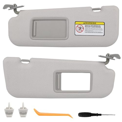 Pair Sun Visor Compatible with 2011-2016 Hyundai Elantra (Gray) Left + Right