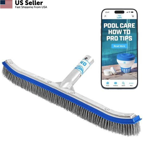 40 Heavy Duty Pool Brush – 18-inch Extra-Wide Metal Head 1-Pack, Gray
