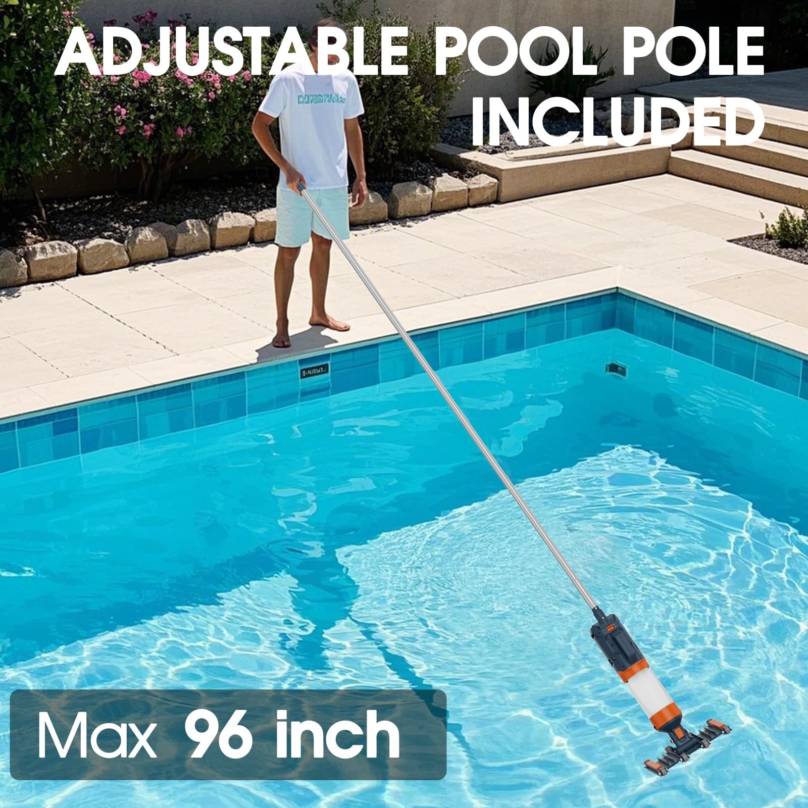 Heavy Duty Handheld Pool Vacuum – 18.9GPM Powerful Suction, 25µm Ultra Fine M…