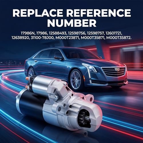 N New Starter Motor Replacement Compatible with Chevy Traverse 09-17, 17986