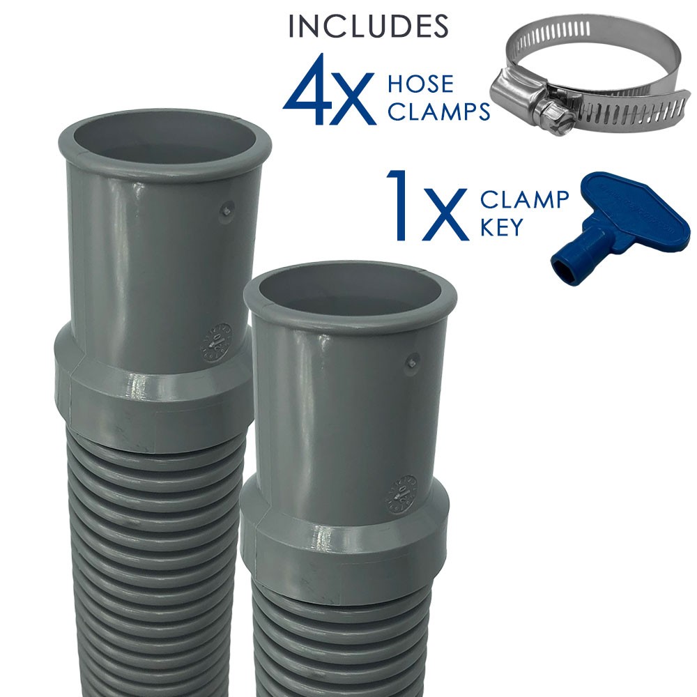 Puri Tech Heavy Duty Above Ground Filter Hose w Clamps 1.25 inch x 3 ft – 2 Pack