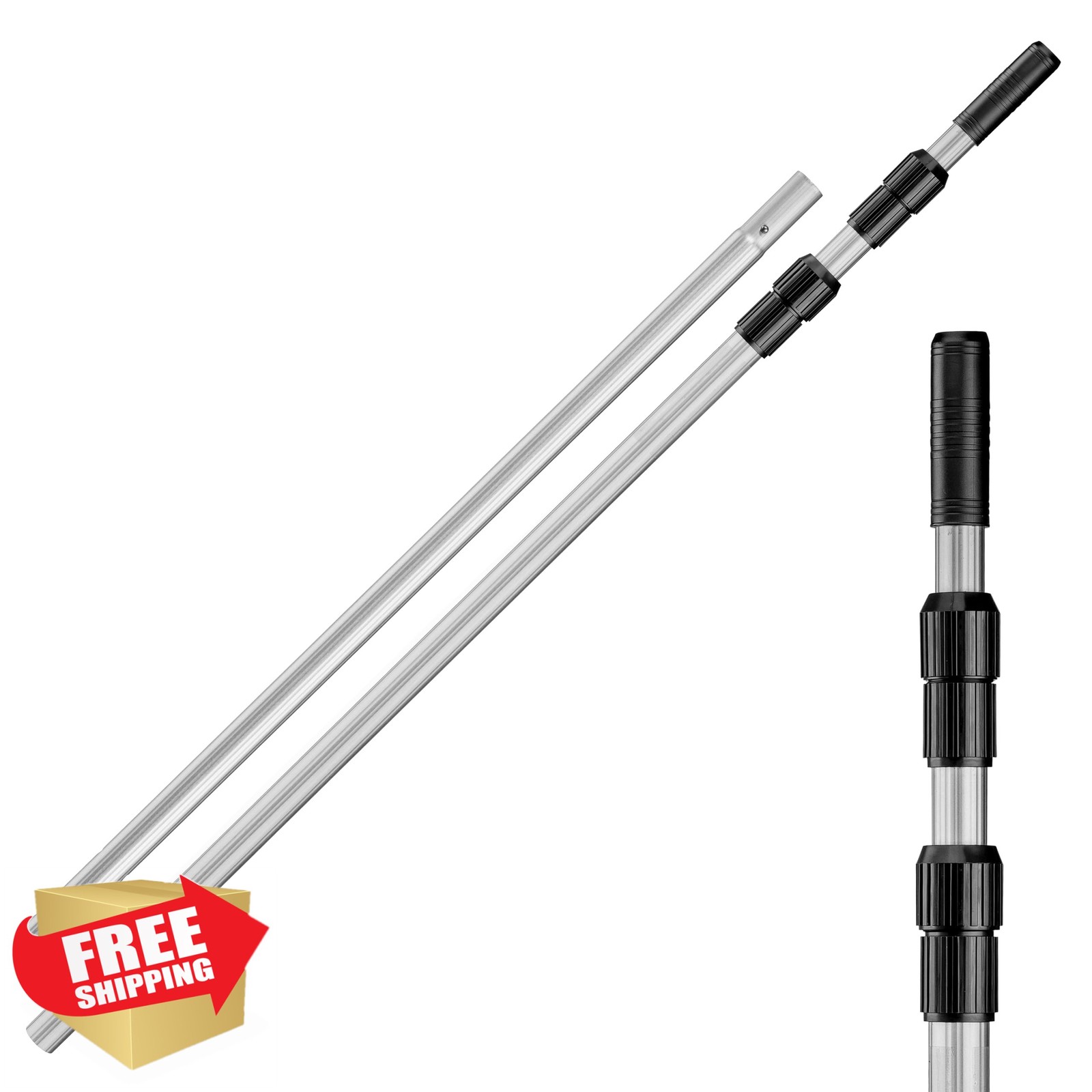 15ft Aluminum Telescopic Pool Pole Cleaning Extension Stick