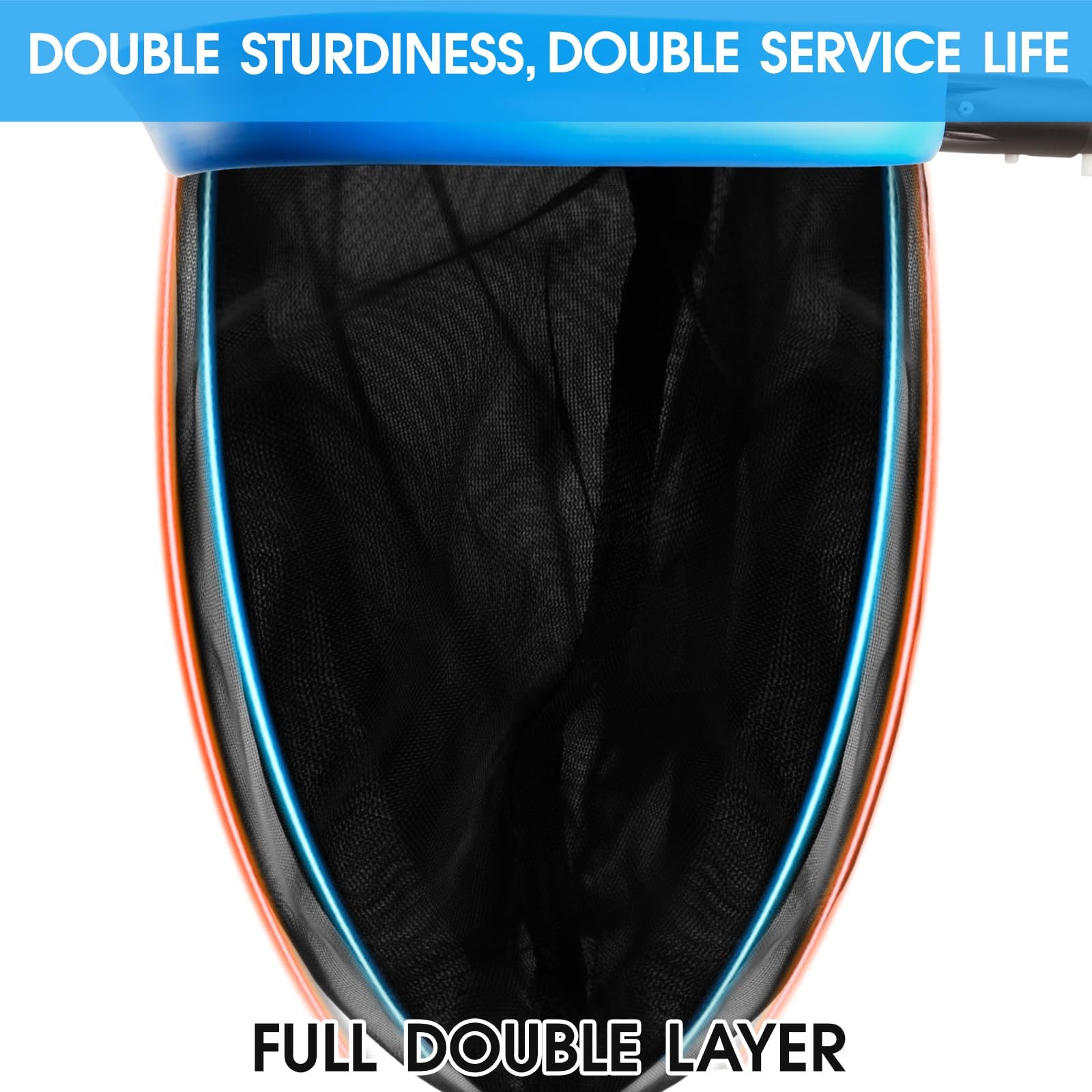Upgraded Full Double Layer Heavy Duty Pool Net Rake Self Repair 17.5&Prime; No Poles