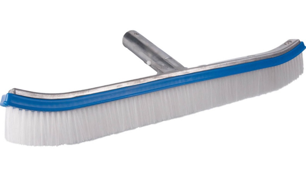 18&Prime; Curved Wall Floor Brush w/Aluminum Handle for In/Above Ground Swimming Pool