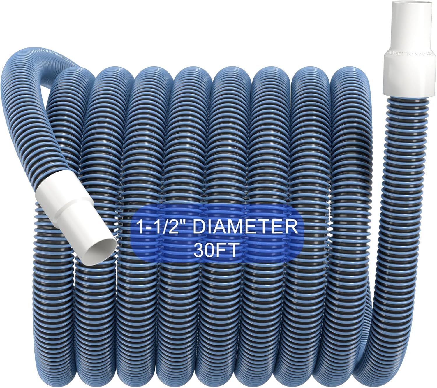 30FT Heavy Duty Pool Vacuum Cleaning Hose with Swivel Cuff 1-1/2&Prime; Diameter
