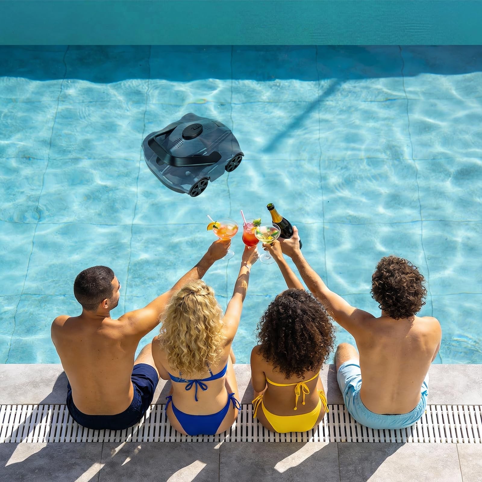 ✨Robotic Pool Cleaners Cordless for Above Ground Pools Portable 130 Min Runtime