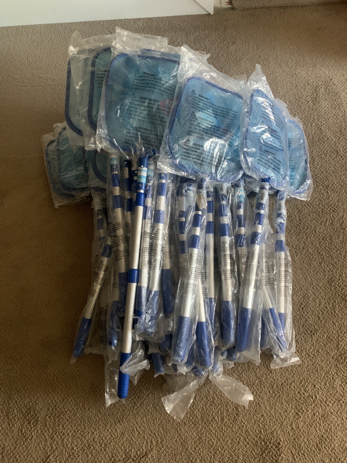 Swimline Pool Pond Net Leaf Skimmers w/ 4&prime; Adj. Aluminum Telescopic Lot Of 46