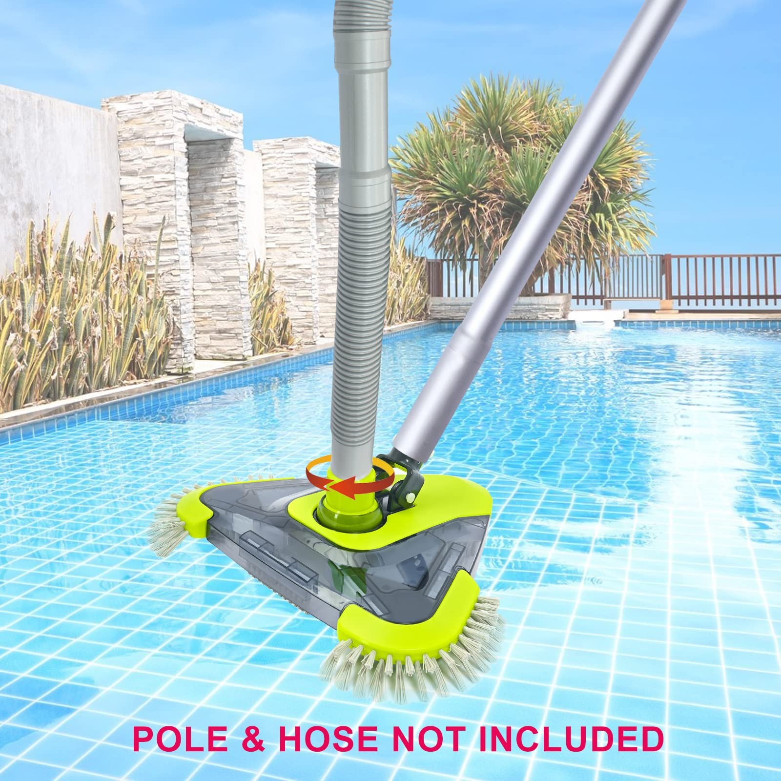Upgrade Pool Vacuum Head Side Brush Universal Rotatable Hose Adapter Weighted