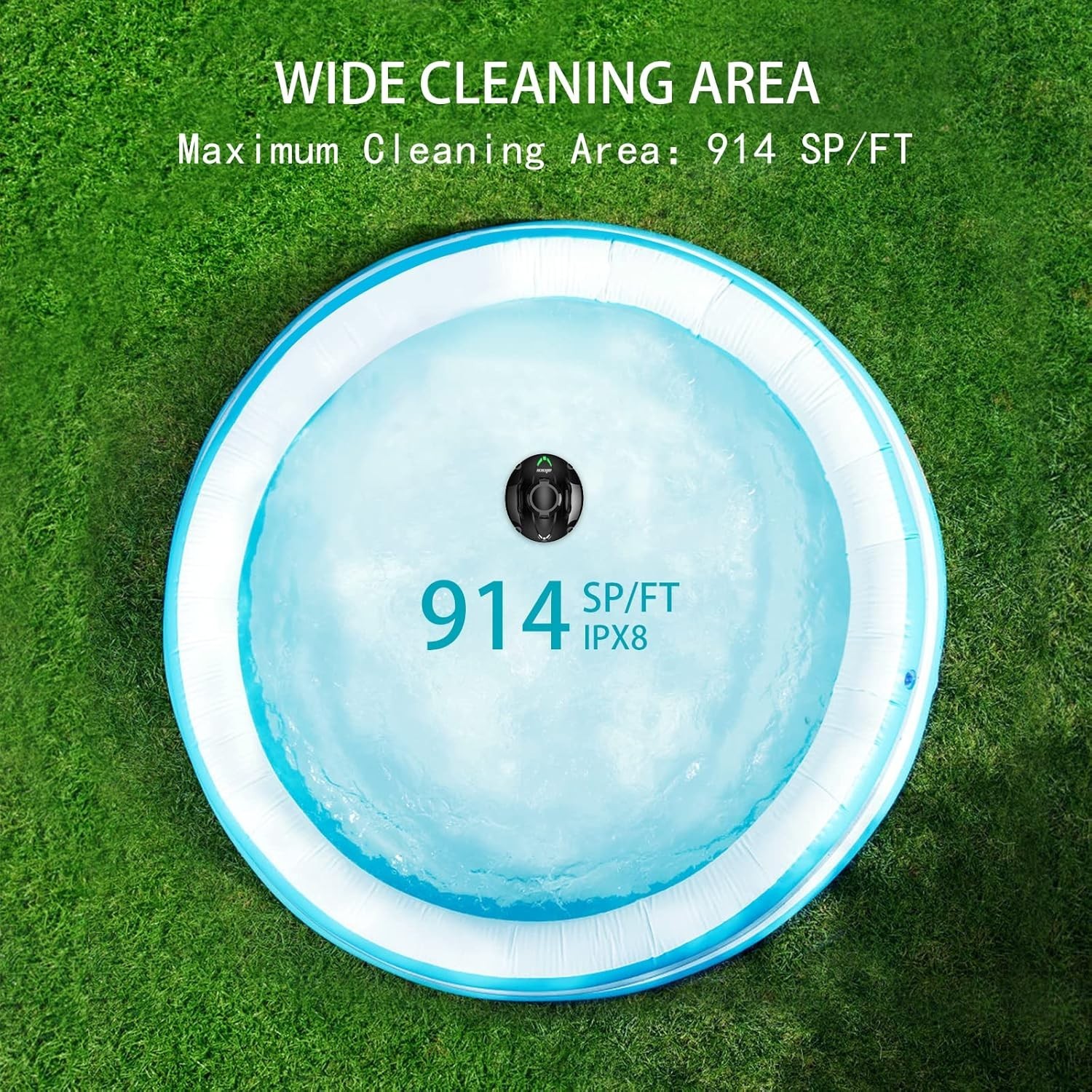 Cordless Robotic Pool Vacuum – Self-Parking Pool Cleaner Lasts 110 Mins