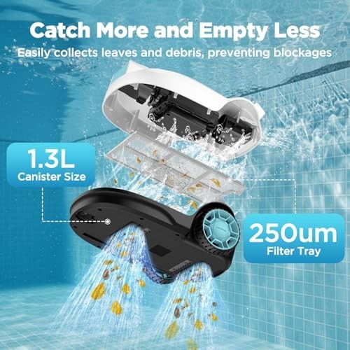 Robotic Pool Cleaner, Cordless Automatic Pool Vacuum for Above Ground & Inground