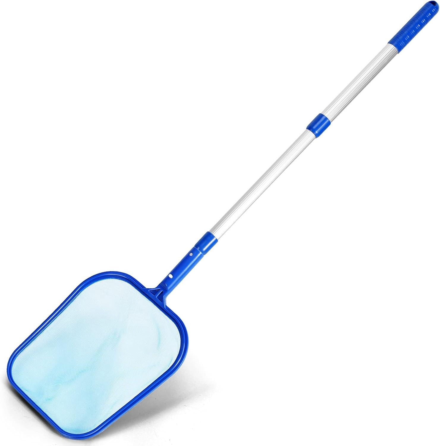 Pool Skimmer Net with Adjustable 17-40&Prime; Telescopic Pole – Fine Mesh Net – Leaf