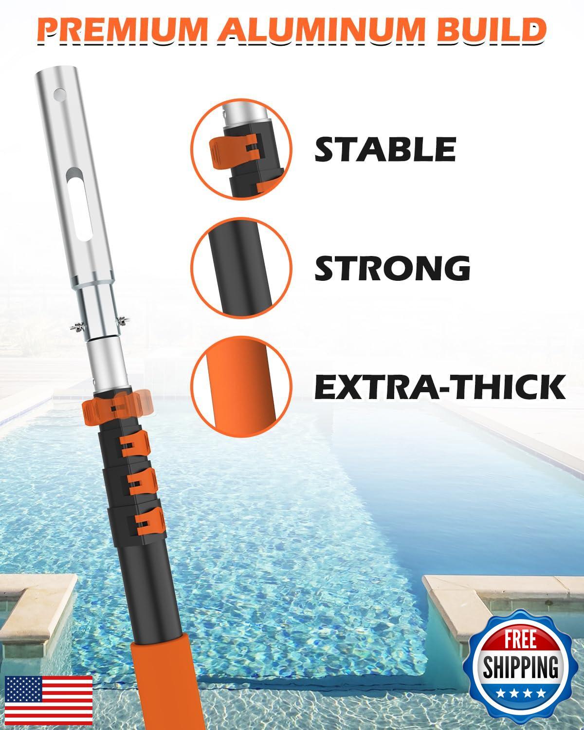 AgiiMan 3-12 FT Telescopic Pool Pole, Swimming Pool Pole with 4 Baffle Locks