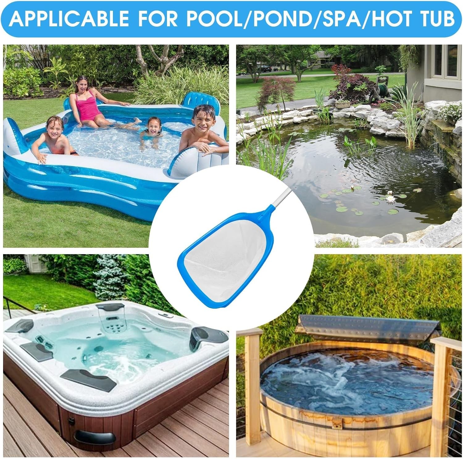 Hot Tub Skimmer Spa Net W/ 12 » Aluminum Pole Ultra Fine Mesh Net Handy Leaf