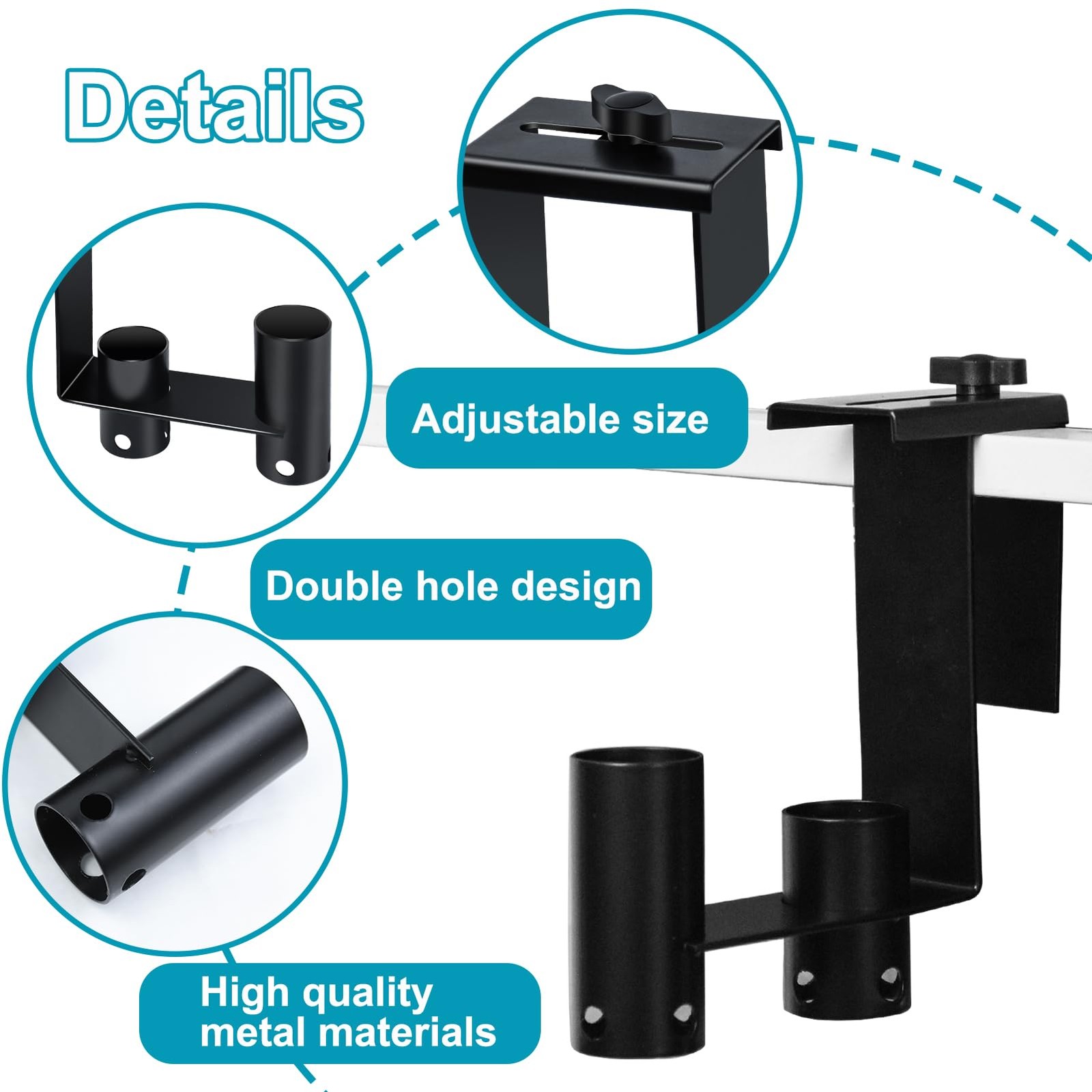 Adjustable Pool Fence Hooks Metal Organizer for Cleaning Tools & Accessories