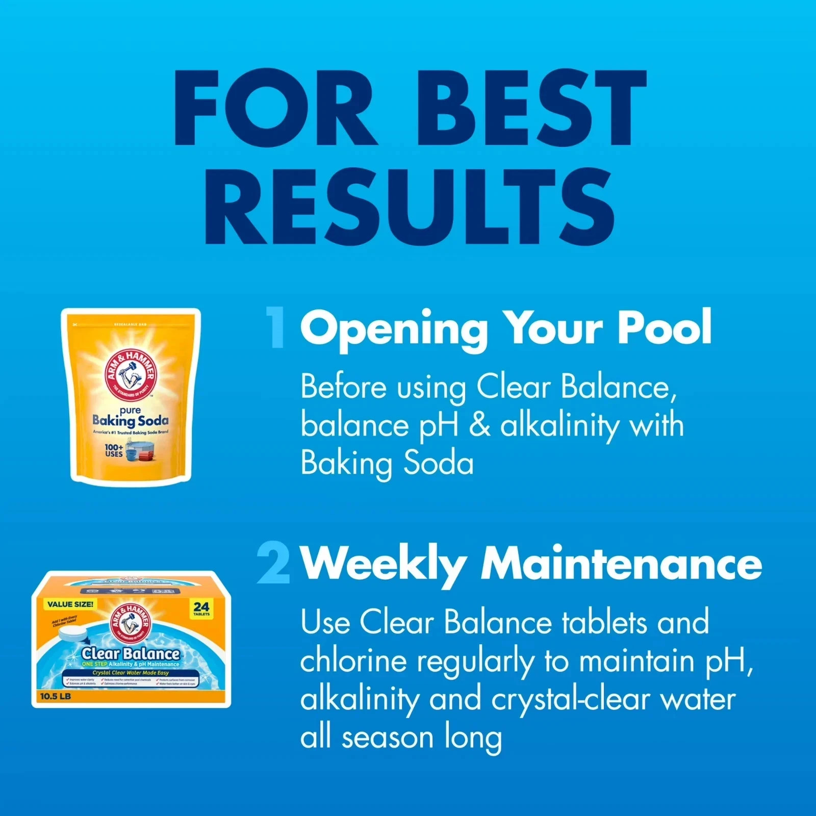 ARM & HAMMER Clear Balance Swimming Pool Maintenance Tablets, 24 Count