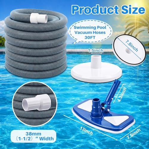 3 Pcs Pool Cleaning Kit 11.8&Prime; Vacuum Head with Flexible Butterfly Vacuum