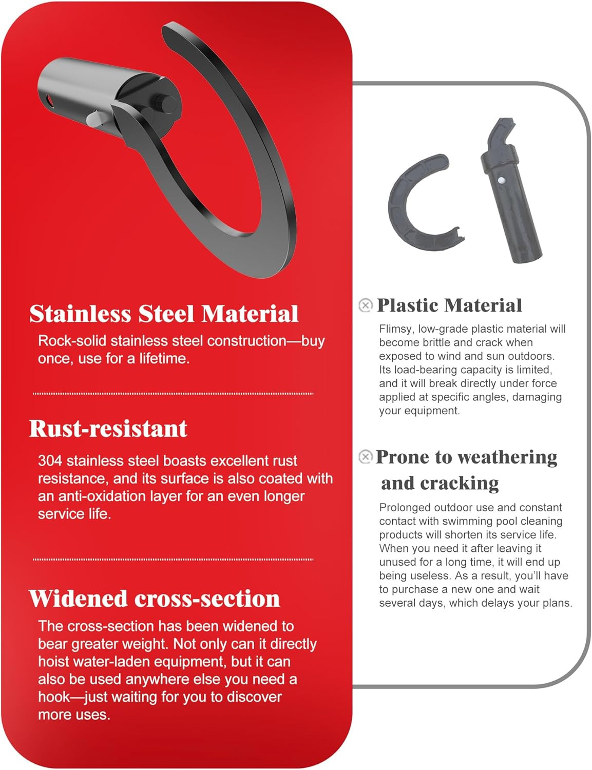 Stainless Steel Hook Exclusively for Robotic Pool Cleaners, Compatible with All