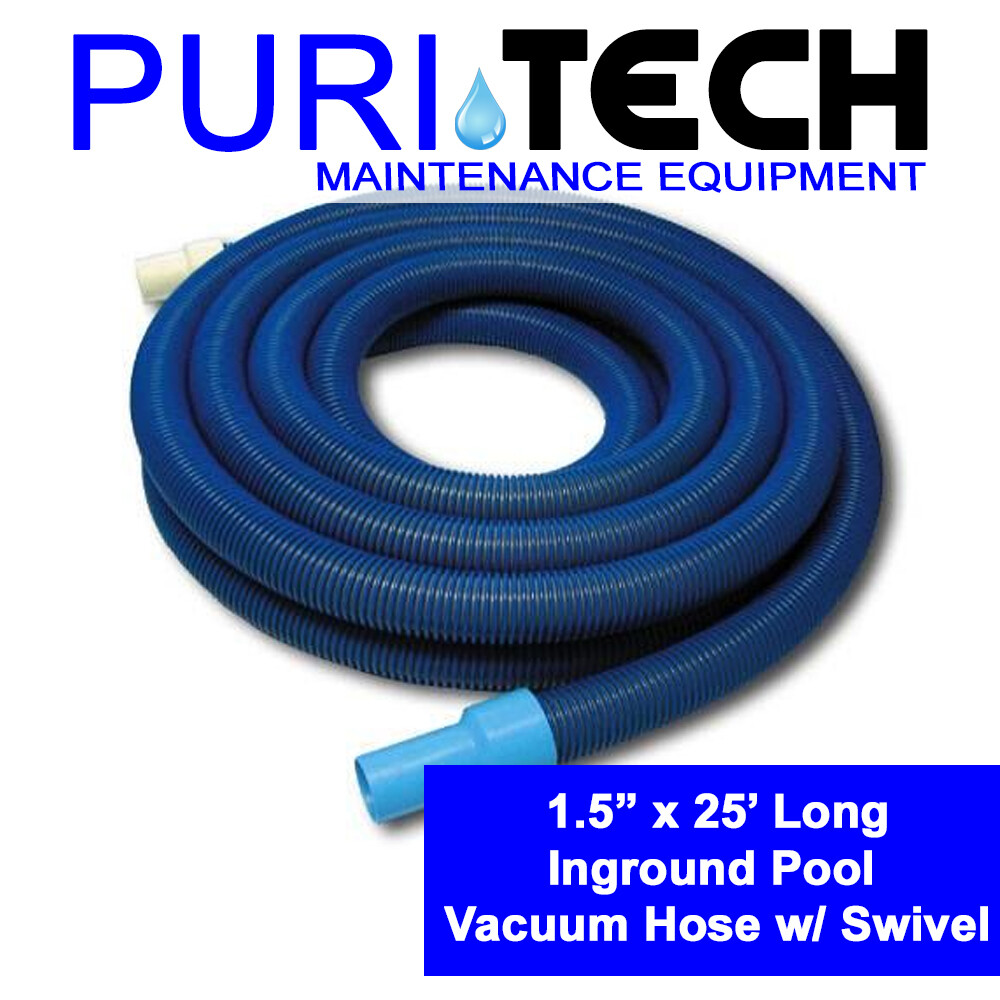 Puri Tech Inground Swimming Pool Vacuum Hose 1.5 inch X 25 feet with Swivel Cuff