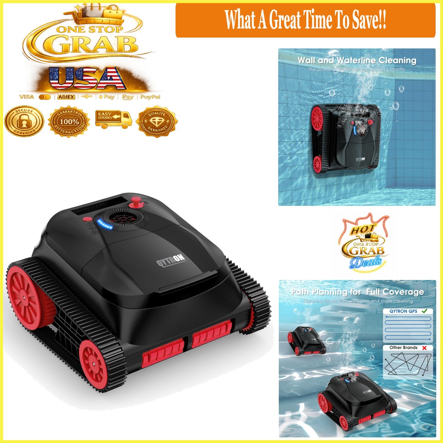 NIXBOT QP5 Cordless Robotic Pool Cleaner Inground Above Ground Wall Climber