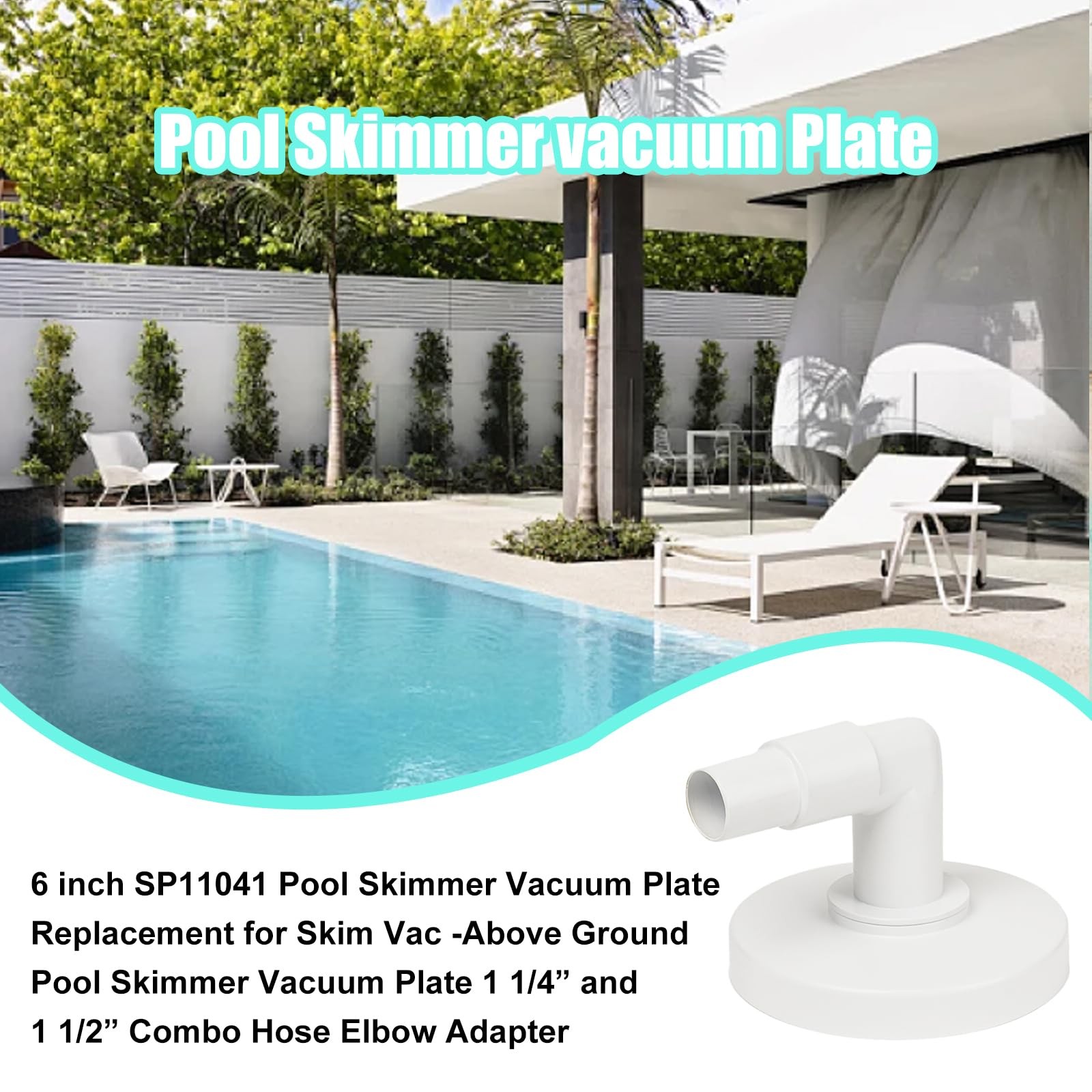 Pool Skimmer Vacuum Plate Replacement for Hayward SP1090 SP1091 SP1092, 6in