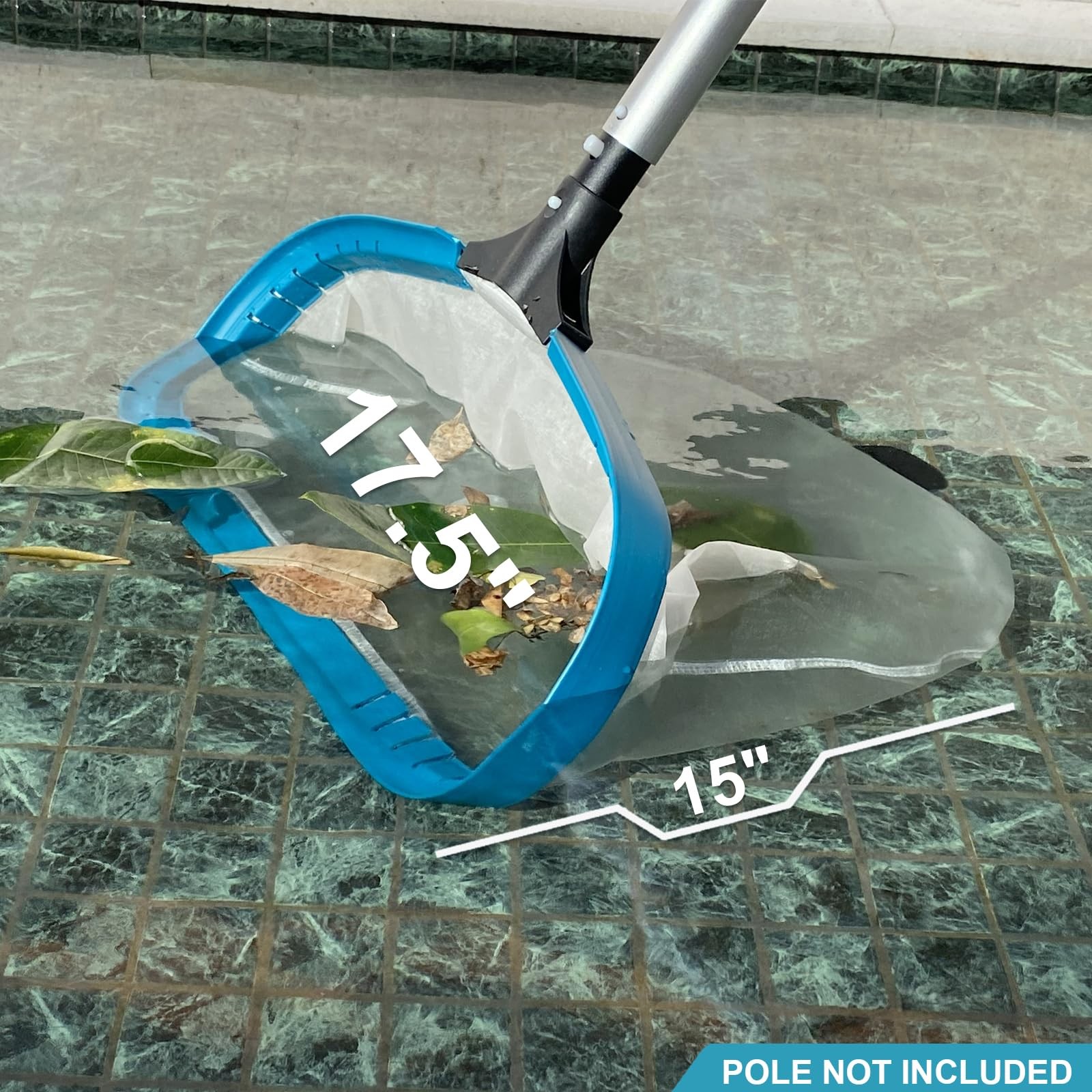 Pool Skimmer Net Heavy Duty Ultra Fine Mesh Aluminum Frame 17.5 Inch Leaf Sand D