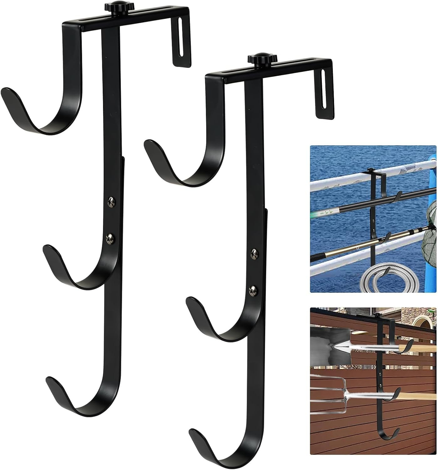 2Pcs Black Pool Pole Hangers, Adjustable Heavy Duty Swimming Pool Fence Hooks fo