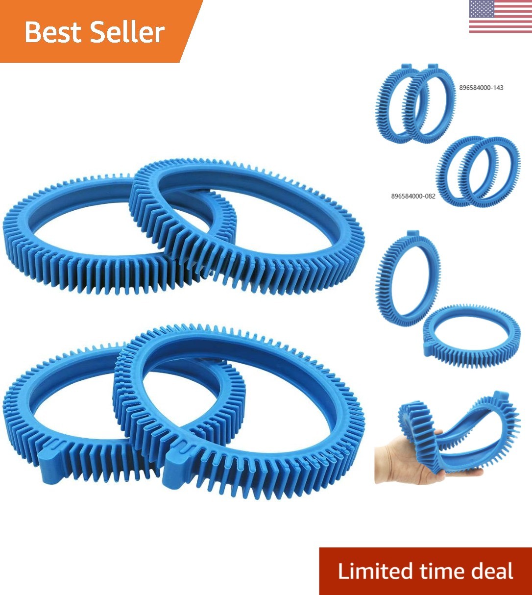 143 Blue Front Tire Kit & -082 Blue Back Tire – Pool Cleaner Replacement Set