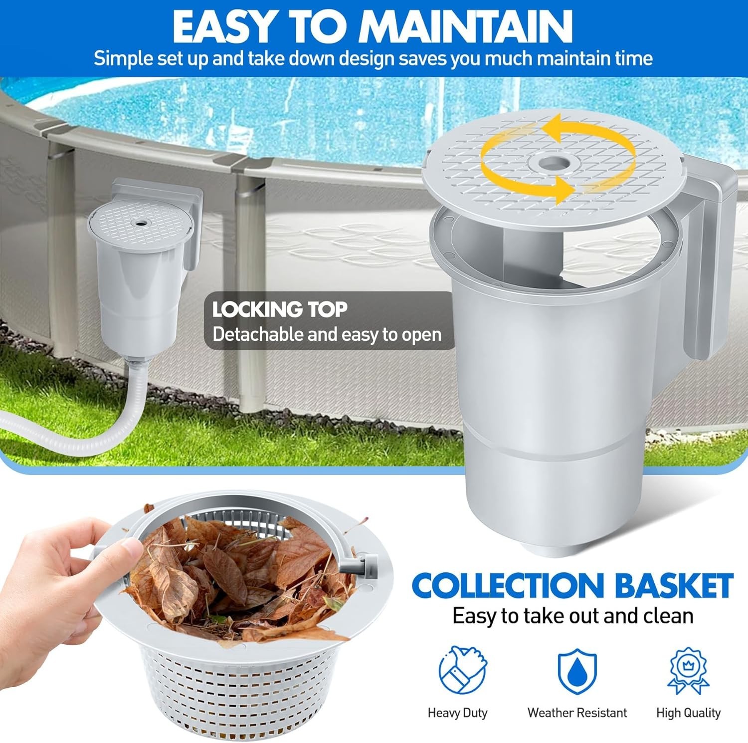 through Wall Skimmer for above Ground Pool, Heavy Duty Wall Mount Pool Skimmer K