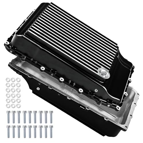 328053220 Heavy Duty Cast Aluminum Transmission Oil Pan Compatible Black Silver
