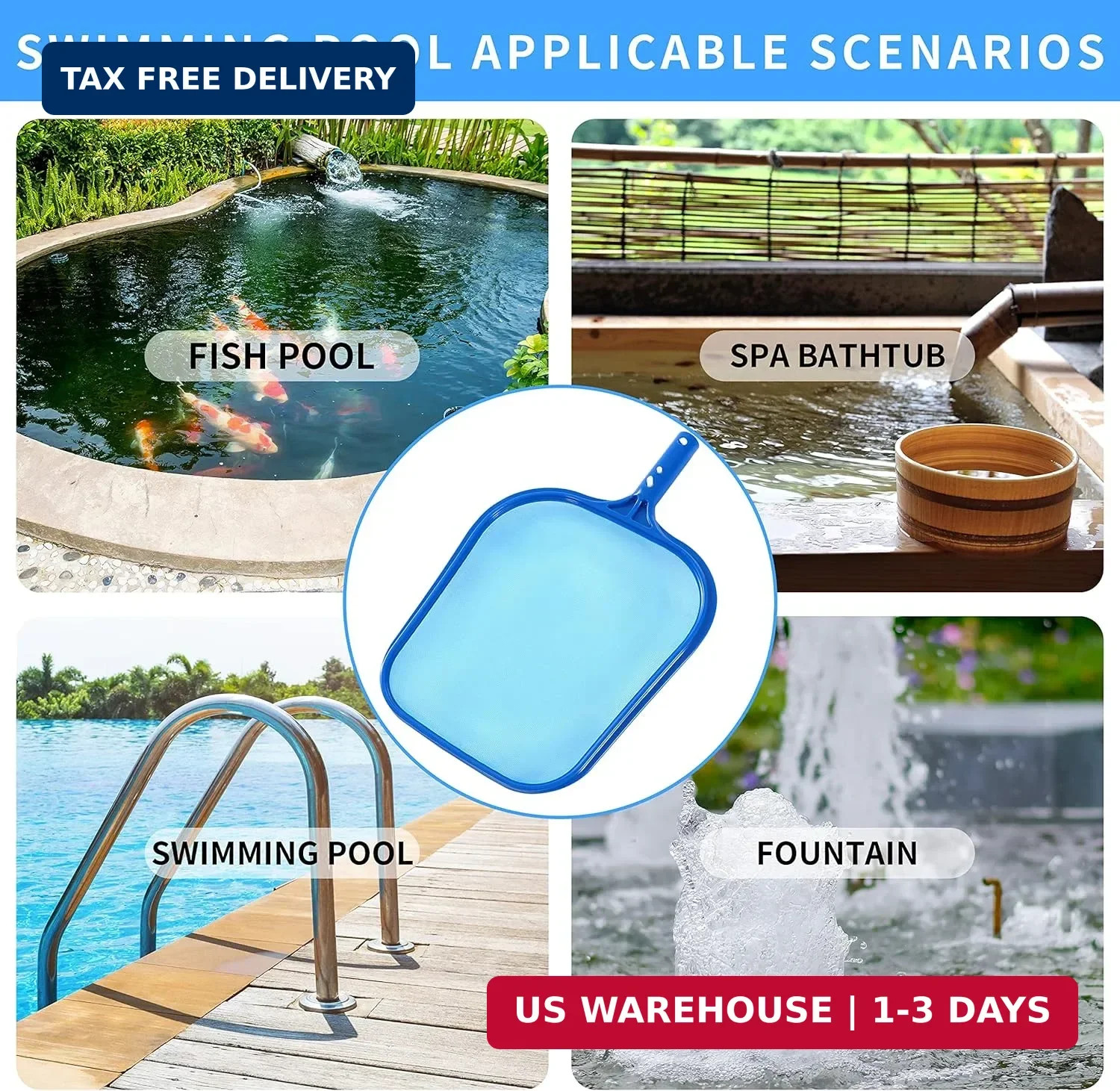 Tavaleu Pool Skimmer – Pool Skimmer Net with Reinforced Frame, Professional Pool