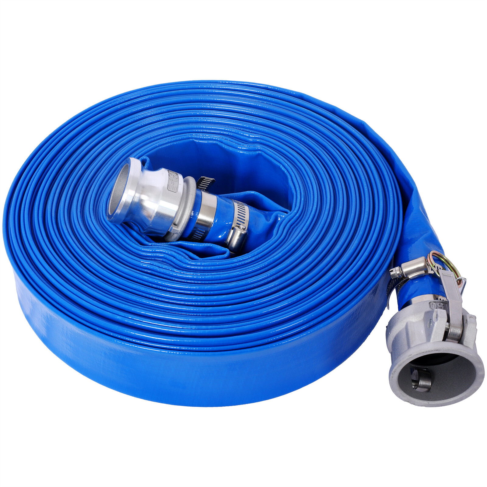 Discharge Hose 1.5&Prime;x 100FT PVC Lay Flat Hose Backwash Drain Hose with Camlock