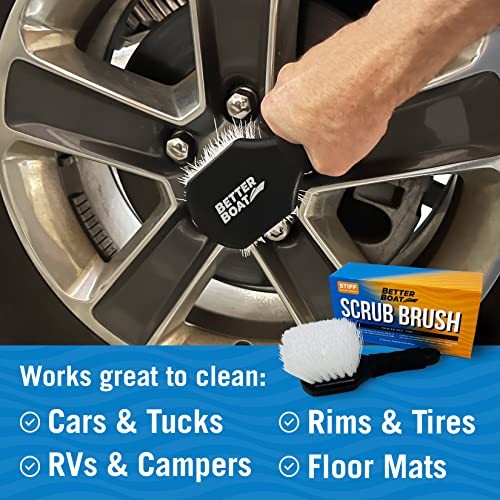 Stiff Hand Scrub Brush Heavy Duty Tire and Wheel Cleaning Tool, Short Handle