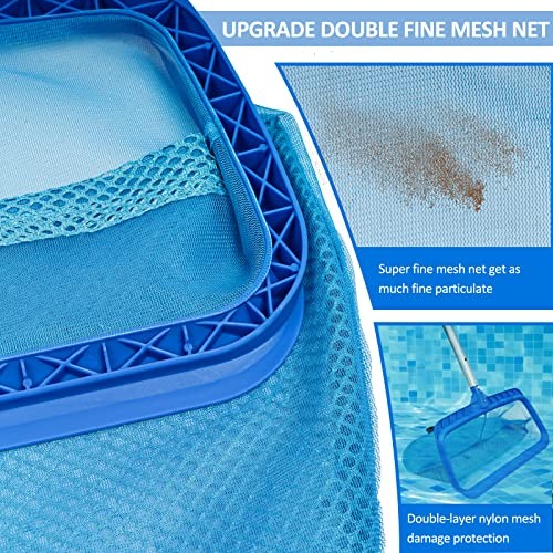 Swimming Pool Skimmer Net Fine Mesh Leaf Rake with Deep Bag
