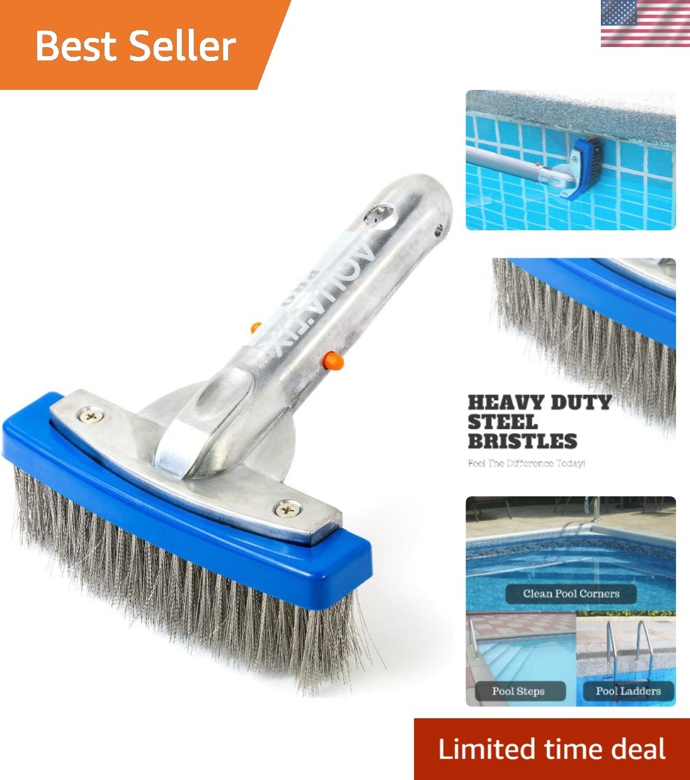 Heavy Duty 5&Prime; Pool Brush, Durable Stainless Steel Bristles, Aluminium Handle,…
