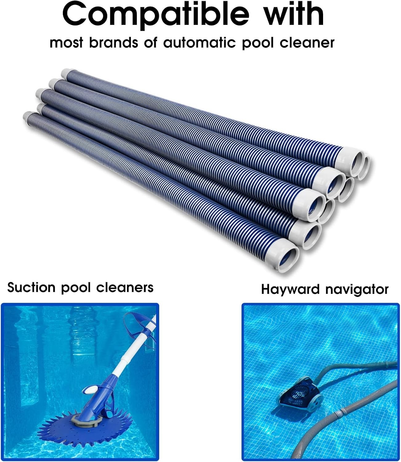 Durable 1.5-inch Pool Vacuum Cleaner Hoses – 8-Piece Set for Efficient Cleaning