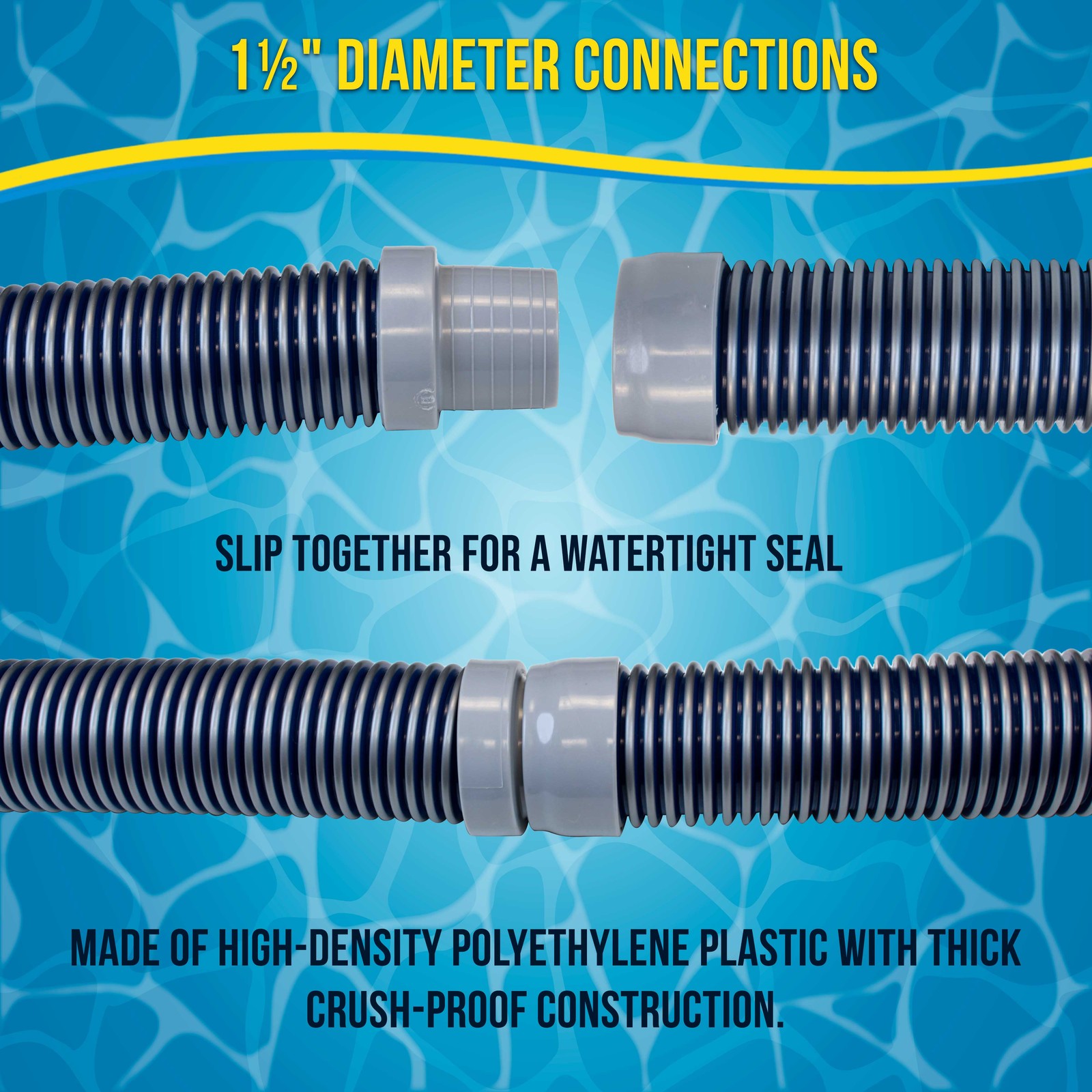 8 Piece Swimming Pool Vacuum Cleaner Hose Set, Blue & Gray 40&Prime; Flexible Sections