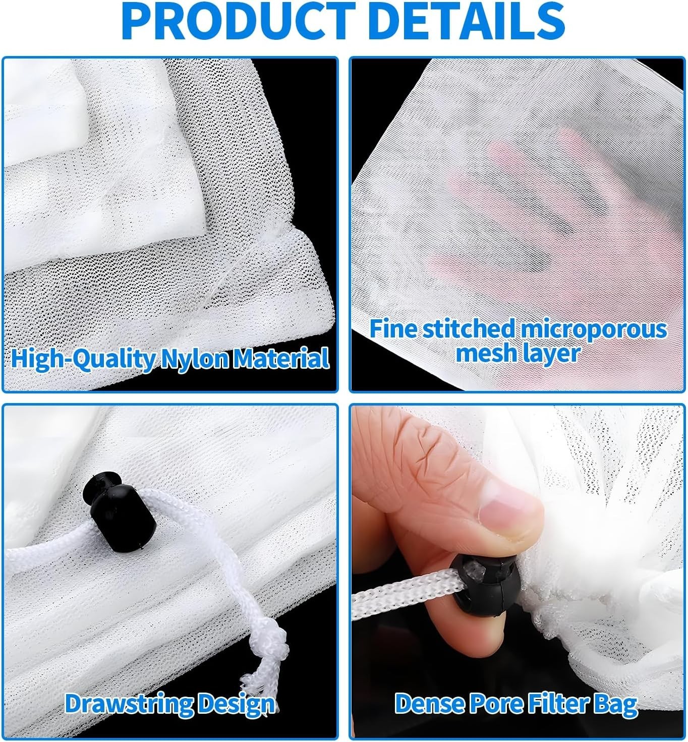 4 PCS Pool Vacuum Replacement, Pool Leaf Vacuum Net Bag, Mesh Bag for Pool Va…