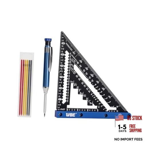 7inch Rafter Square with Carpenter Pencil, 1/8&Prime; Precision Heavy square Blue