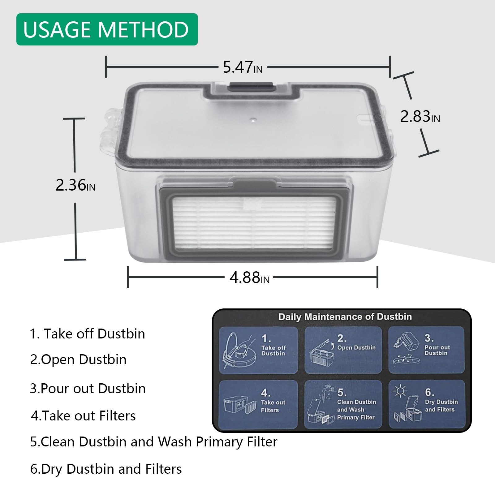 Robot Vacuum dustbin, Sweeping Robot Box Water Tank,Robot Vacuum Replacement …
