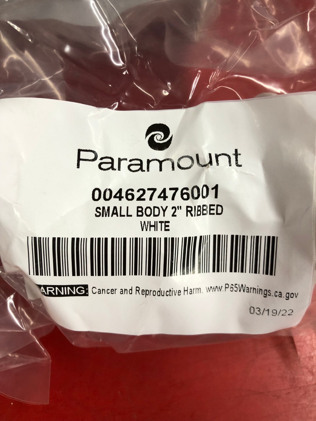 LOT OF (5) PARAMOUNT 004627476001 SMALL WHITE RIBBED BODY 2&Prime; WITH RED CAP