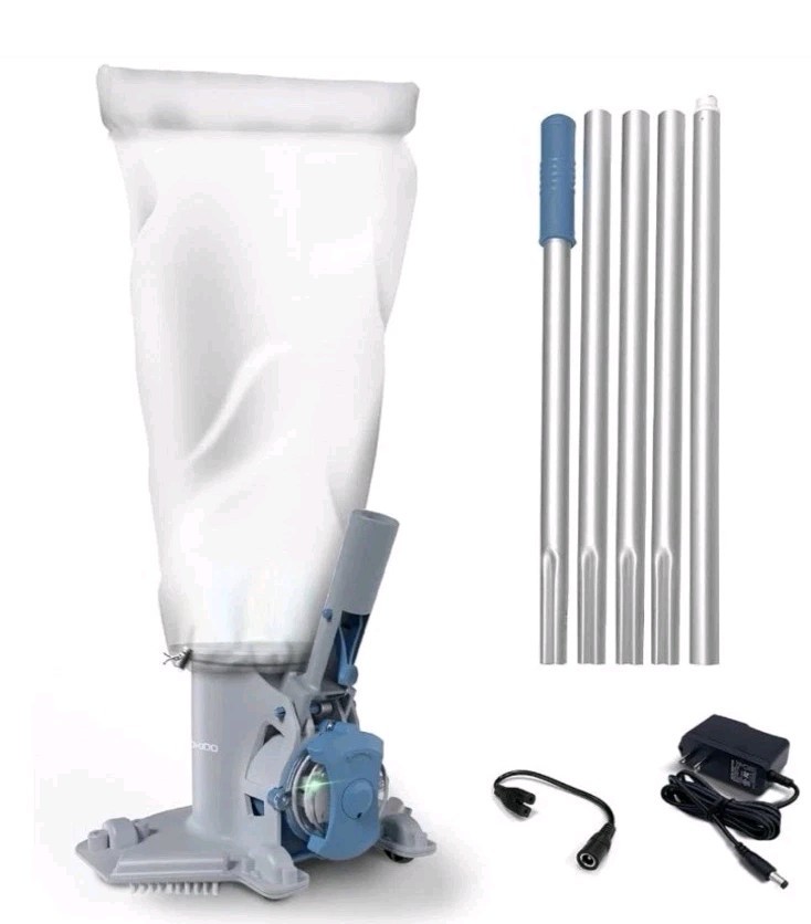 Kokido XTROVAC 410 Cordless Rechargeable Pool Vacuum 75 Min, Blue/Gray