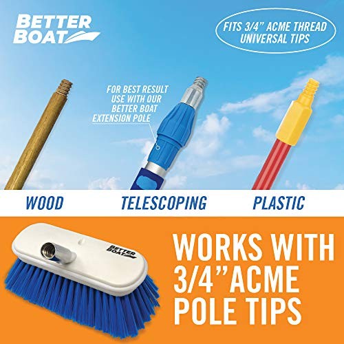 Deck Brush Medium Bristle 8&Prime; Head Scrub Cleaning with Bumper Medium Bristles