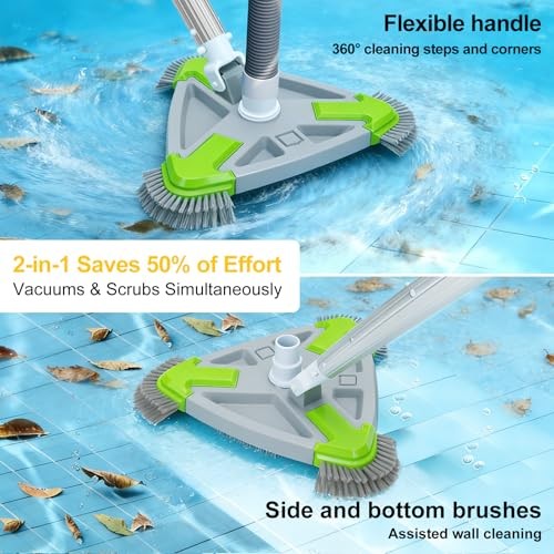 Weighted Triangular Pool Vacuum Head with Side Brushes, 13.5&Prime; Manual 13.5 INCH