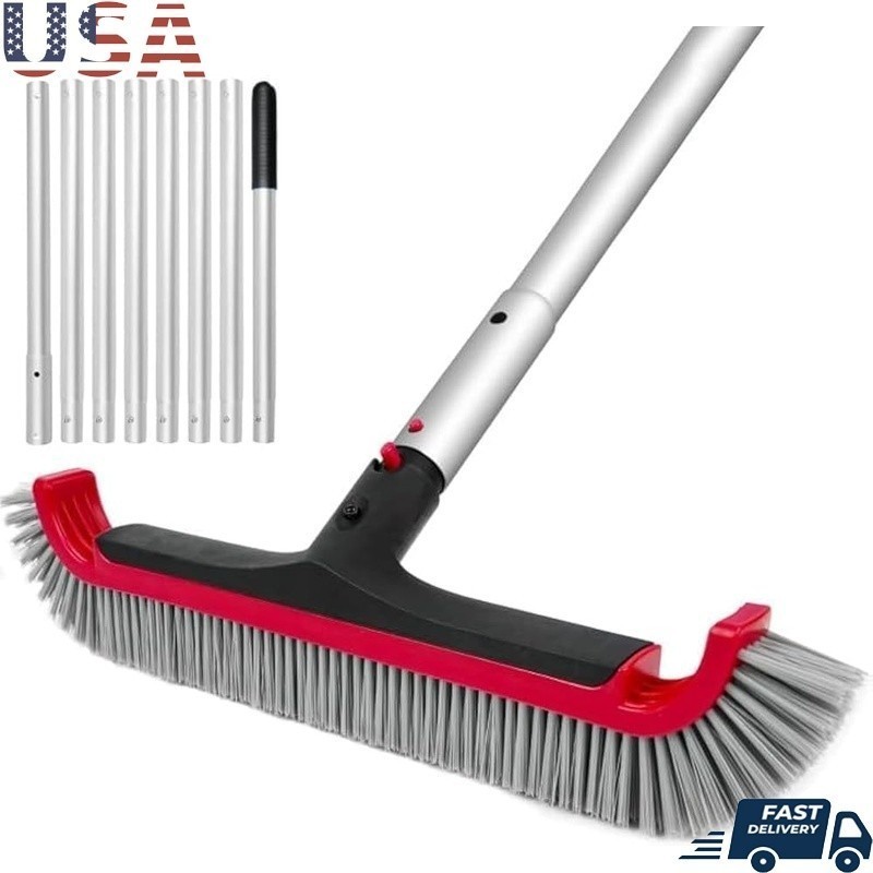 Adjustable Swimming Pool Brush Telescopic Aluminum Pole Effective Cleaning Tool